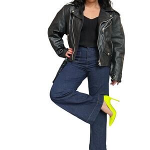 Vintage 90's Vera Pelle Motorcycle Suede Leather Jacket Size S Made in Italy